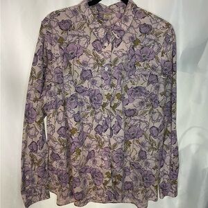 Duluth Trading Co Lavender Floral Shirt